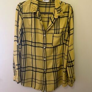 Yellow Plaid Button-Up Shirt